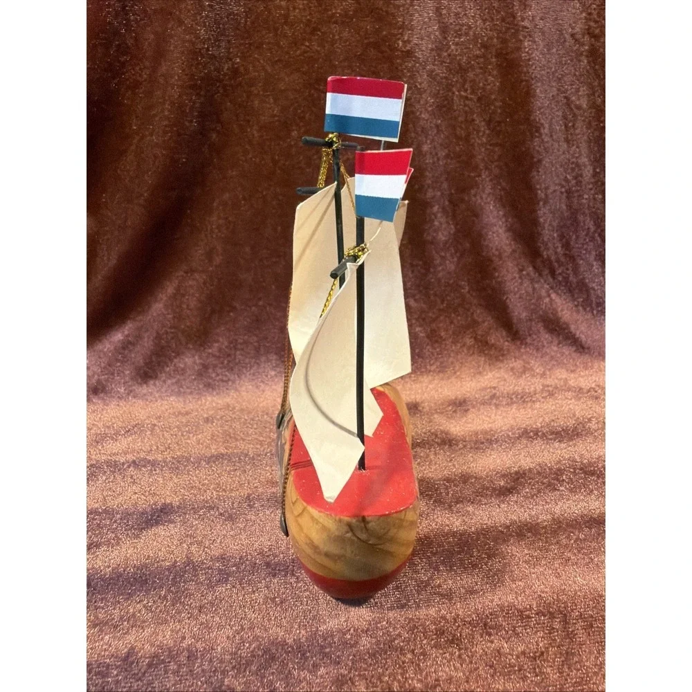 Miniature Boat Wooden Shoe Carved Clog Dutch Painted‎ Gift Home Decor Collection